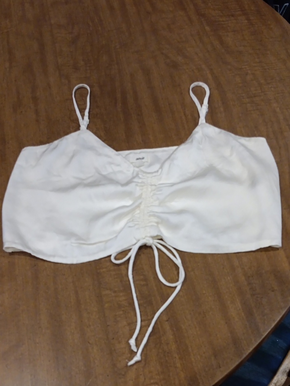 aerie Ivory Ruched Tie-Front Cami